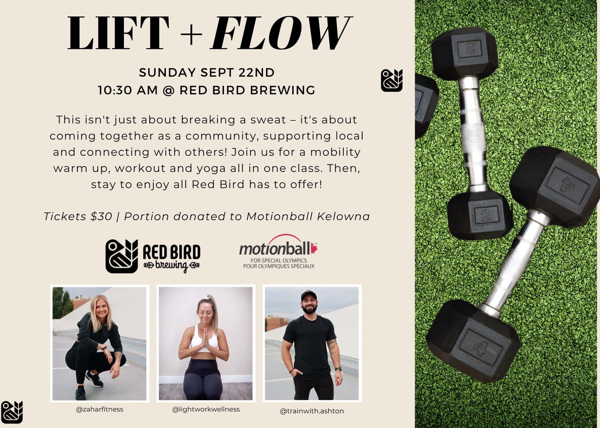 lift & flow class at red bird brewing