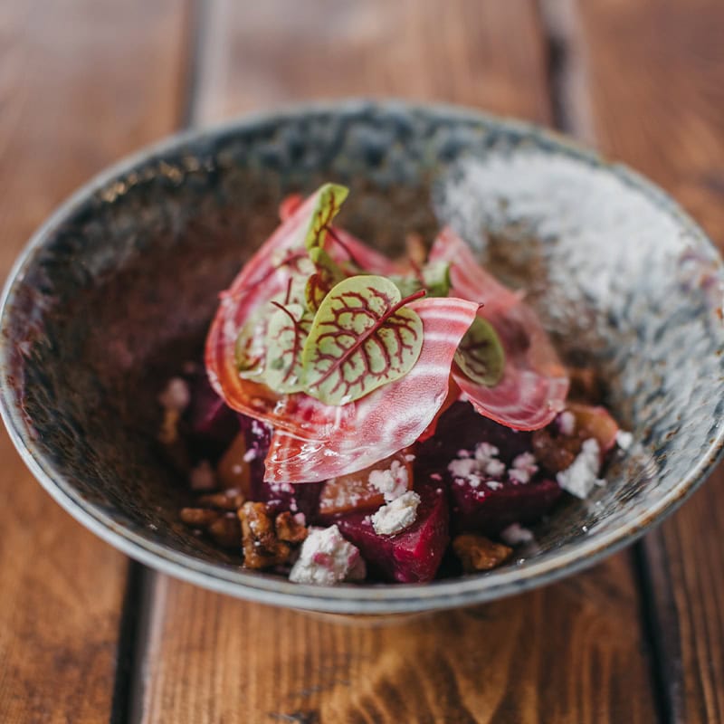 the local beet salad at red bird brewing, kelowna