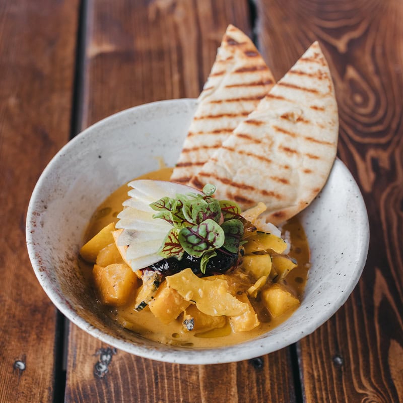 the local squash curry bowl at red bird brewing, kelowna