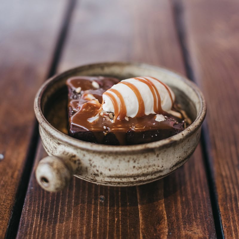 warm hazelnut brownie at red bird brewing